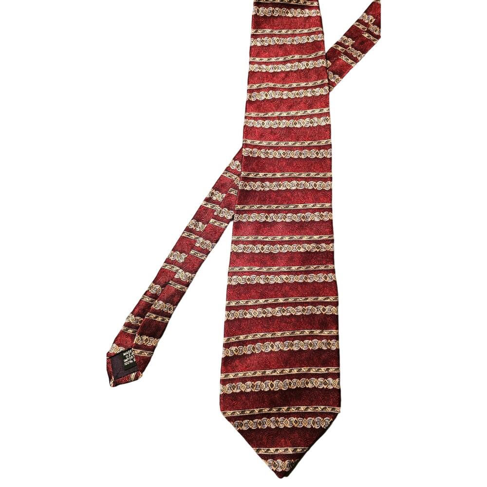 Vintage Hathaway red, golf, silver 100% silk tie